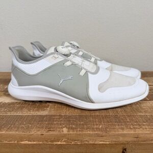 Puma Ignite‎ Fasten8 Disc Spikeless Golf Shoes Mens 10.5 White Grey Sneakers